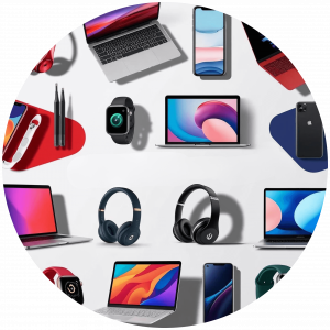 A collection of laptops, smartphones, headphones, tablets and other tech gadgets